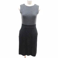 キミジマブティック KIMIJIMA BOUTIQUE ワンピース ひざ丈 ドッキング ノースリーブ ウール 38 M グレー /YK