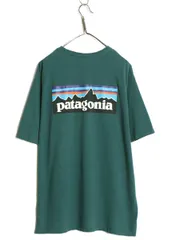 【お得なクーポン配布中!】 パタゴニア 両面 プリント 半袖 Tシャツ メンズ L / アウトドア P6 バックプリント ボックスロゴ カットソー シンプル トップス グリーン 