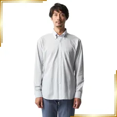 【新品】 [オリヒカ] ポロシャツ 長袖 快適ストレッチ 消臭 前開き ネクタイ着用可能 ビジネス メンズ 白 ボタンダウン M 0