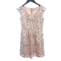 プロポーション ボディドレッシング PROPORTION BODY DRESSING ワンピース ミニ Vネック 花柄 フレンチスリーブ 1 XS ピンクベージュ /AU