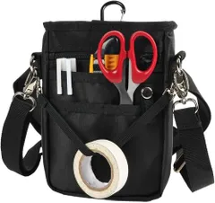 4WAY ミニサコッシュ カラビナ ベルトポーチ ミニショルダー スマホポーチ シザーバッグ ナースポーチ 介護ポーチ 作業ポーチ 腰袋 スマホ2台持ち対応 ウエストベルト ショルダーベルト付き 撥水 防傷加工 A6ノート 6.8インチ対応