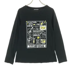MARY QUANT マリークワント 日本製 コットン フロントプリント 長袖 Tシャツ Ｍ ブラック レディース 古着