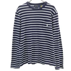 POLO RALPH LAUREN ポロラルフローレン ボーダー柄 長袖 Tシャツ M ネイビー ロンT メンズ 古着