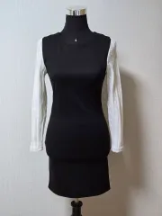 白袖 バイカラーニット ブラック ONE PIECE