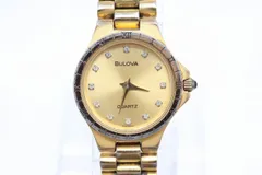 【W300-76】動作品 電池交換済 BULOVA ブローバ ２針 腕時計 ゴールドカラー レディースのサムネイル
