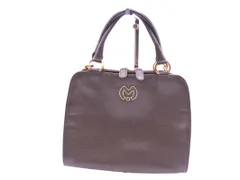 mila schon ミラショーン レザー 2WAY ロゴ ハンド バッグ ブラウン ■■ レディース