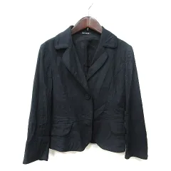 コムサデモード COMME CA DU MODE テーラードジャケット 背抜き 麻混 リネン混 9 M 黒 ブラック /YI