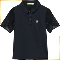 [Brand New] [Viva Heart] Women's Golf Wear Tulip Sleeve Double Mesh Short Sleeve Polo Shirt, Moisture-wicking, Quick-drying, 01223340 Black 0