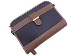 dunhill ダンヒル レザー セカンド クラッチ バッグ 黒ｘ茶 ■■ メンズ