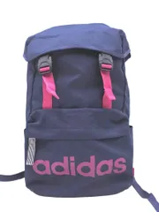 adidas アディダス ロゴ スクエア リュック デイパック バッグ 紺ｘピンク ■■ レディース