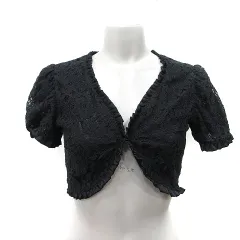 レストローズ L'EST ROSE カーディガン ボレロ 半袖 総レース フリル 2 M 黒 ブラック /YI ●RY