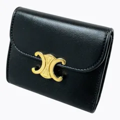 【専用】CELINE トリオンフ 三つ折り財布 ブラック セリーヌ ｜さらに使いやすい新仕様の、トリオンフモチーフ三つ折り