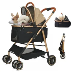 【軽量5.5KG 中?小型犬専用】MILA&LOUIS ペットカート分離型 取り外し可能 軽量ファッション 犬 カート人気 4輪耐摩耗 犬用 ベビーカー ドッグ バギー ワンタッチペットかーと折たたみ可能 ペットバギー 衝撃吸収ユニバーサルホイール後輪片足ブレ