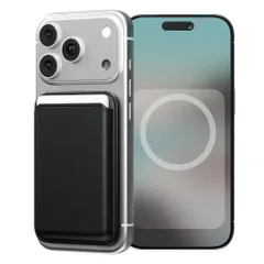 【人気商品】マグネットカードポケット。M-Viica 17/16/15/14/13/12シリーズ対応 iPhone 背面マグネットカードホルダー 固定クリップ内蔵 カード収納可能 ブラック 3枚収納 ヴィーガンレザーカードウォレット、強力磁力 Magsafe対
