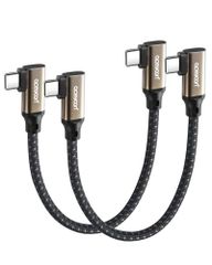 aceyoon USB Type-C ケーブル L字 短い 15cm 2本セット 最大60W 急速充電 USB3.1 10Gbps データ転送 オス-オス 90度 直角 ナイロン編み Type-C ケーブル for iPhone 16 / 15 シリーズpms