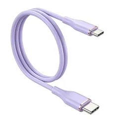USB Type C ケーブル (1m, パープル) 柔らかいシリコン制 SLEIJAOOE【60W PD急速充電】 絡まない 断線防止 タイプC & タイプC(Type-C)ケーブル スマートフォン・タブレット・ゲーム機等Type-C 機器対応pms