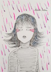 Akihiko Mihara, Salon d'Automne selected artist [cutie] Drawing Original artwork Children Women portraits Figure paintings Art Small works Paintings Fine arts Interior art miscellaneous goods Contemporary art Pencil drawing Brush pen art Beautiful women Ink painting Kids Illustrations Blue hair Interior coordination