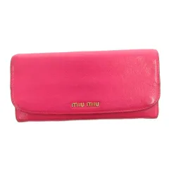 ミュウミュウ miumiu MADRAS 長財布 二つ折り ウォッチ ロゴ レザー 山羊革 ピンク 5M1109 /FFのサムネイル