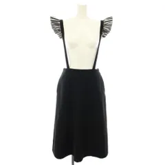 ボーダーズアットバルコニー BORDERS at BALCONY サスペンダースカート SUSPENDER SKIRT ジャンバースカート ひざ丈 フレア フリル 2way ボーダー柄 38 黒 ブラック BD2411-3H-13 /YTのサムネイル