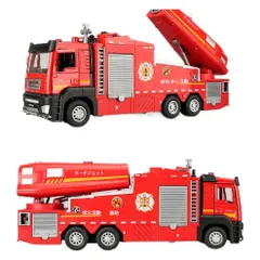 消防車 模型 天鷹合金 スプレー水砲車 救急車 音と光 ゼンマイ式 子供用おもちゃ 箱入り