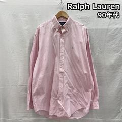 90s~ ラルフローレン（M）リネンシャツ＊ピンクシャツ＊ポニーロゴ
