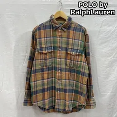 Polo by RALPH LAUREN ポロバイラルフローレン シャツ、ブラウス 長袖 チェック柄 フランネル 長袖 シャツ やぎ革 スエードレザー エルボーパッチ