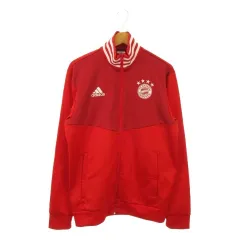 アディダス adidas トラックジャケット サッカー バイエルンミュンヘン O 赤 レッド 長袖 スタンドカラー 襟ストライプ柄 /MN19 ■ECB001