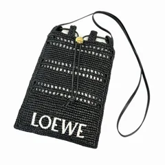 ロエベ LOEWE ドローストリング ポケット ラフィア ショルダー バッグ C756PHPX05 黒 ブラック ブランド古着ベクトル 中古☆AA★▲■260216