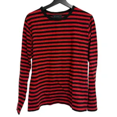 アニエスベーオム Agnes b. homme ボーダー カットソー ロンT 日本製 Mサイズ相当 赤 レッド 黒 ブラック 2109-8903 ■ECD001