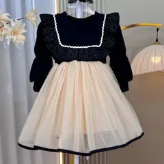子供服 ワンピース チュールドレス フォーマル服 セレモニー 長袖 春秋用 女の子 幼児 キッズ 保育園 幼稚園 通園 入園式 卒園式 卒業式 発表会 七五三 80 90 100 110cm