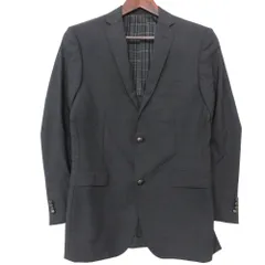 BURBERRY BLACK LABEL バーバリーブラックレーベル テーラードジャケット super120's ノバチェック柄裏地 ホースロゴボタン ナローラペル グレー M メンズ 【中古】