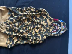 アベイシングエイプ シャークフーデッドジップアップ XXL イエローカモフラ