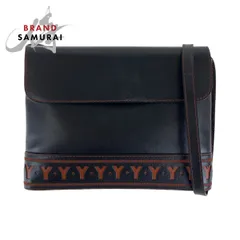 YVES SAINT LAURENT イヴ サンローラン ヴィンテージ YSL Yカットアウト ブラック オレンジ ゴールド金具 レザー ショルダーバッグ 504703【中古】