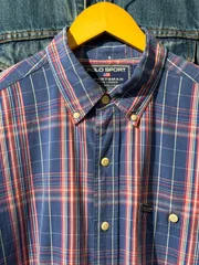 【 90s   POLO SPORT   S/S Shirt  】 ポロスポーツ　RALPH LAUREN　ラルフローレン　半袖　ボタンダウンシャツ　チェック柄　ポケット付き　《 M 》