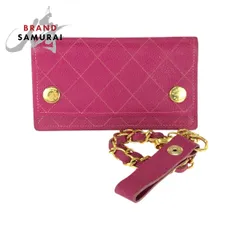 美品 CHANEL シャネル ヴィンテージ ピンク ゴールド金具 キャビアスキン 長財布 チェーンウォレット レディース 506474【中古】
