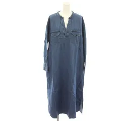 リー LEE ワンピース F 青 ブルー ロング丈 長袖 バンドカラー Vネック /KG