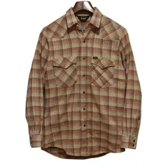 【USA製】 ビンテージ 【Lee】リー【オレンジ系】チェック柄【スナップボタン】【ウエスタンシャツ】コットンシャツ【サイズM】EL0408-5