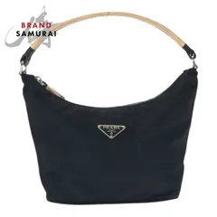 美品 PRADA プラダ テスート 三角ロゴプレート ブラック 黒 シルバー金具 ナイロン ハンドバッグ アクセサリーポーチ レディース 601489【中古】