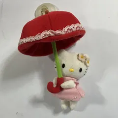 ★ Hello Kitty ハローキティ 信州限定 ぬいぐるみ はろうきてぃ 傘 リンゴ 赤 吸盤付き  全長約15cm 現状品