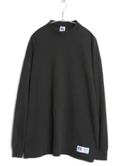 【お得なクーポン配布中!】 90s USA製 ラッセル モックネック 長袖Tシャツ メンズ XL 古着 オールド ロンT  無地 ヘビーウェイト コットン カットソー 大きいサイズ 黒のサムネイル