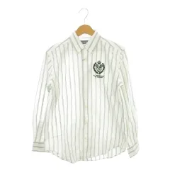 ラルフローレン RALPH LAUREN オックスフォードシャツ ボタンダウン 子ども服（男の子用） 160 白 ホワイト 緑 グリーン ストライプ柄 長袖 エンブレム刺繍 /AH24 ■ECA004