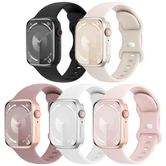 5本セット アップルウォッチ バンド コンパチブル Apple Watch バンド 38mm 40mm 41mm 42mm 44mm 45mm 46mm 49mm スポーツストラップ 交換ベルト 柔らかいシリコン素材 通気性 防水性 に対応 iWatch S