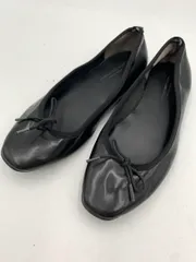 green label relaxing グリーンレーベルリラクシング 2229 リボン フラット バレエ シューズ size23.5/黒 ■■ レディース