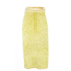ナウンレス NOUNLESS GLITTER TAPE YARN KNIT SKIRT ロングタイトスカート グリッターテープヤーン 2 M ゴールドカラー /CK28 ■GY55