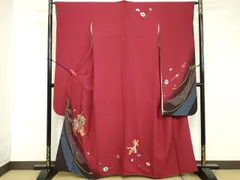 平和屋着物■豪華振袖　駒刺繍　御所車花文　暈し染め　金糸　正絹　逸品　DABE7725cd