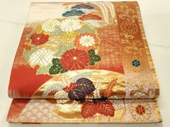 平和屋着物◎六通柄袋帯　唐織　雪輪文様　金銀糸　正絹　逸品　DABF6544qpのサムネイル