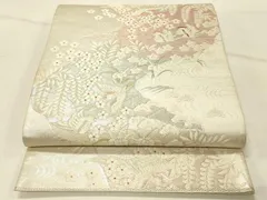 平和屋着物◎六通柄袋帯　加賀能衣　銀糸　正絹　逸品　DABF6545qpのサムネイル