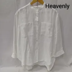 HEAVENLY ヘブンリー シャツ、ブラウス 長袖 リネン100% ノーカラーシャツ シェルボタン whiteのサムネイル