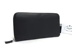 PRADA プラダ 長財布 サフィアーノ ジップアラウンド ウォレット 2ML317 ブラック系 レザー メンズ ラウンドファスナー シルバー金具 美品