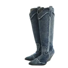 ザラ ZARA ロングブーツ ウエスタンブーツ ポインテッドトゥ デニム 35 23.0cm 青 3051/210/400 /MI ■OS ■SH